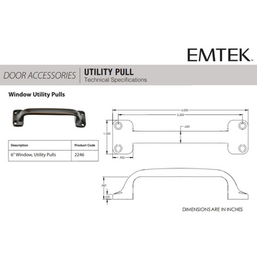 Emtek 2246 Window Utility Pull, 6"